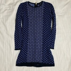 [TopShop] Navy and Light Blue Patterned Sweater Tunic Dress